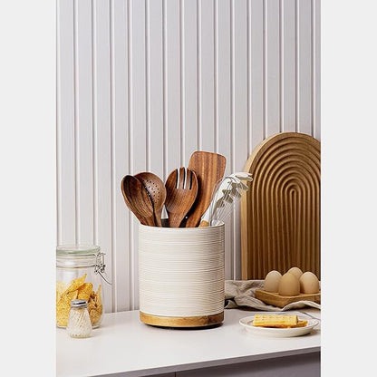 Utensil Holder, 360° Rotating Extra Large Ceramic Kitchen Utensil Holder - Image 5