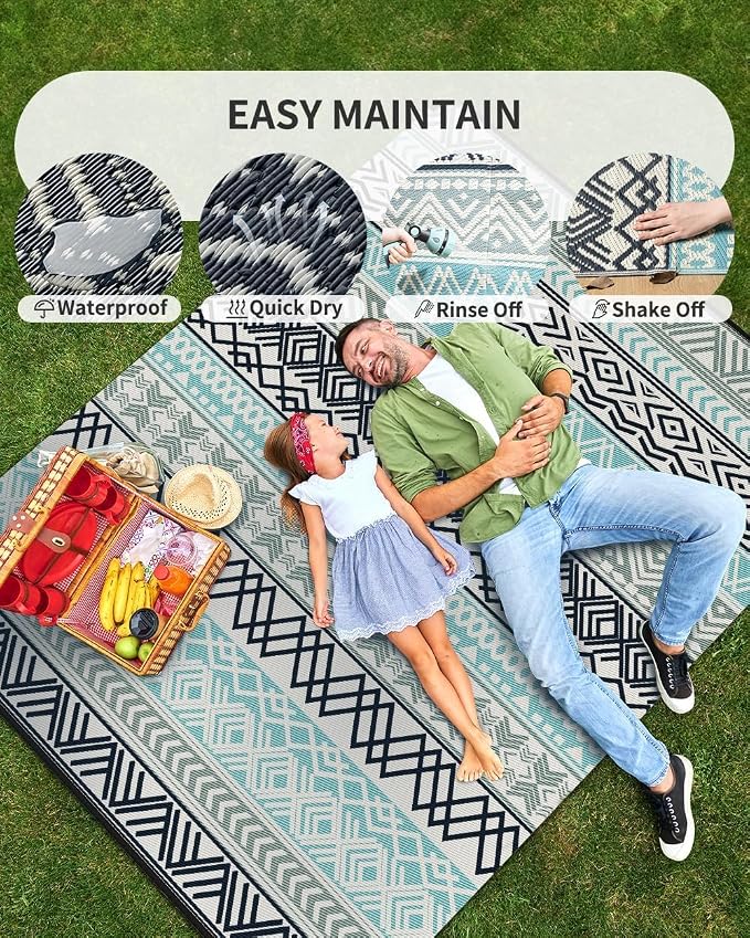 MontVoo Outdoor Rug Carpet 8x10 Waterproof-Patio Rug Mat Reversible RV Camping - Image 9