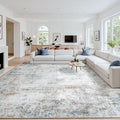 Area Rug 10x14 Living Room Rug Washable: No-Slip Abstract Soft Thin Large Brown by Oriannal