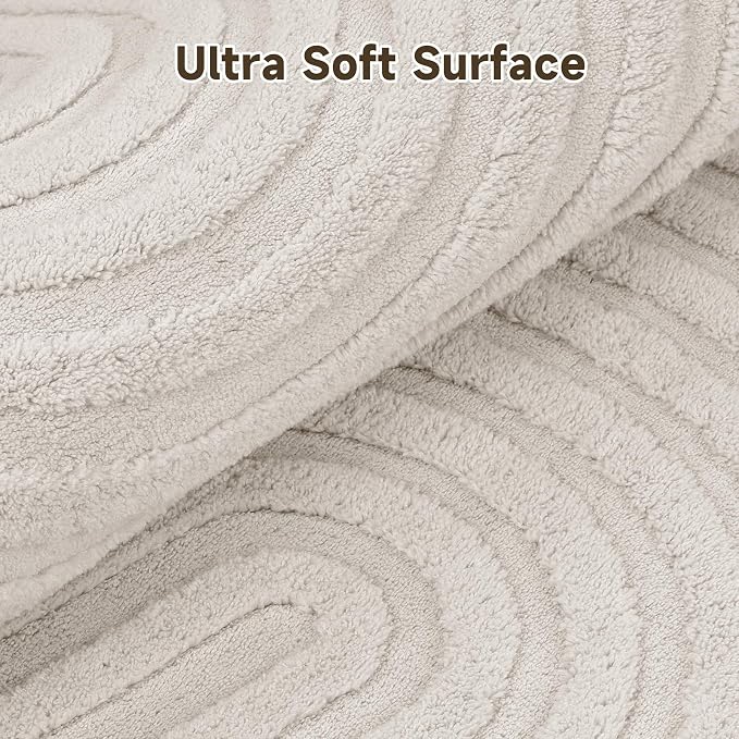 Pauwer 3x12 Washable Area Rugs for Living Room Modern Beige Solid Color Soft - Image 3