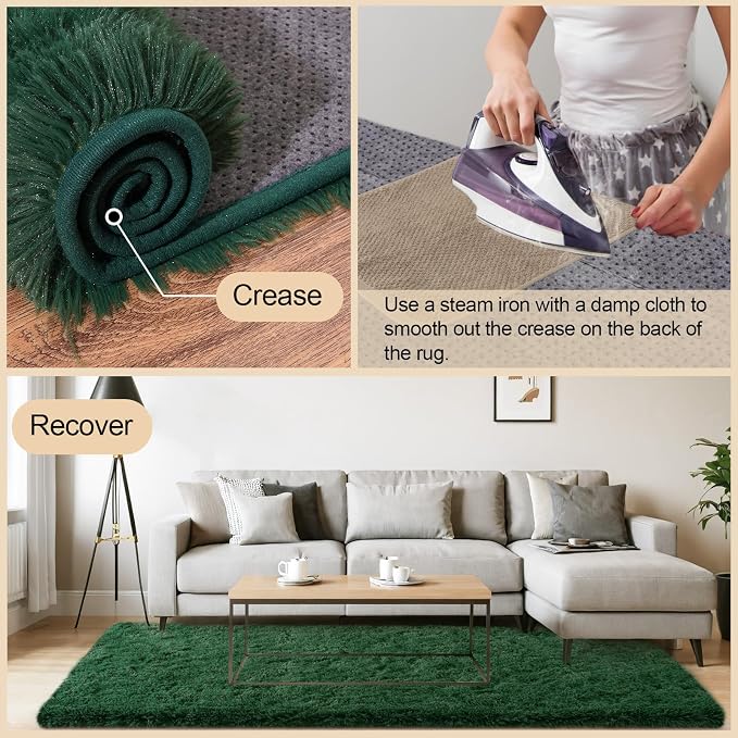 Mugorn 6 x 9 Rugs for Living Room, Large Fluffy Dark Green Area Rugs for Bedroom - Image 5