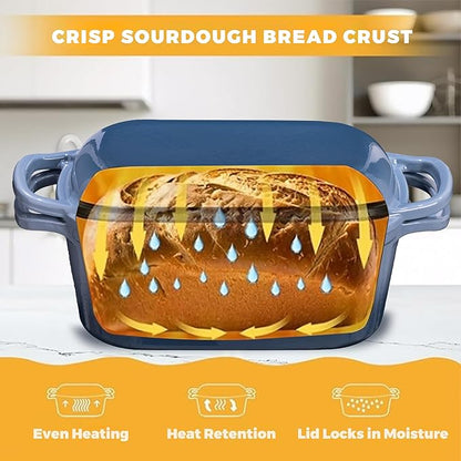 4.6 Quart Dutch Oven for Sourdough Bread Baking, Combo Oval Enameled Cast Iron - Image 4