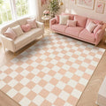 GarveeHome Checkered Blush Beige Neutral 6x9 Area Rug Washable Geometric Modern by GarveeHome