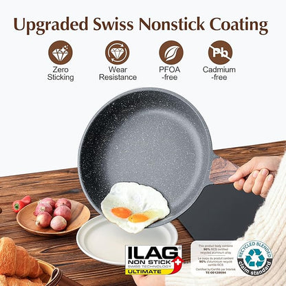 SENSARTE Nonstick Frying Pan Skillet, Swiss Granite Coating Omelette Pan - Image 3