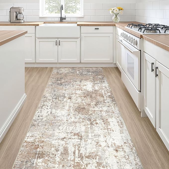 Runner Rug Kitchen Washable Rugs: 2x8 Non-Slip Abstract Soft Modern Stain by LOONGRUG