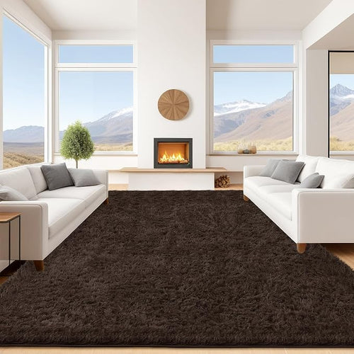 9x12 Brown Area Rugs for Living Room, Large Fluffy Shag Rug for Bedroom Nursery by Unknown