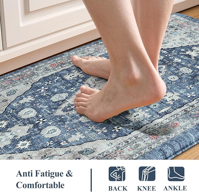 Collive Cushioned Anti-Fatigue Mats, Boho Non-Slip Waterproof Kitchen Floor Mat - Image 3