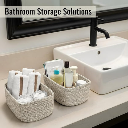 8 Pack Small Storage Baskets for Organizing, Woven Rope Bins for Bathroom - Image 6