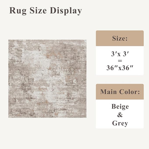 3x3 Square Entryway Rug Washable – Non-Slip Small Area Rug - Image 2