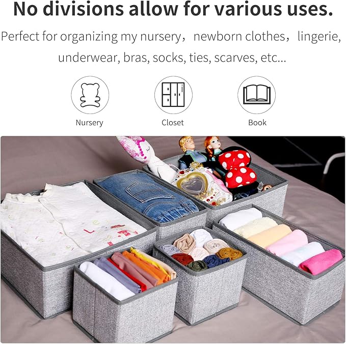 Criusia Foldable Underwear Drawer Organizer, Closet Dividers, Storage Box - Image 6