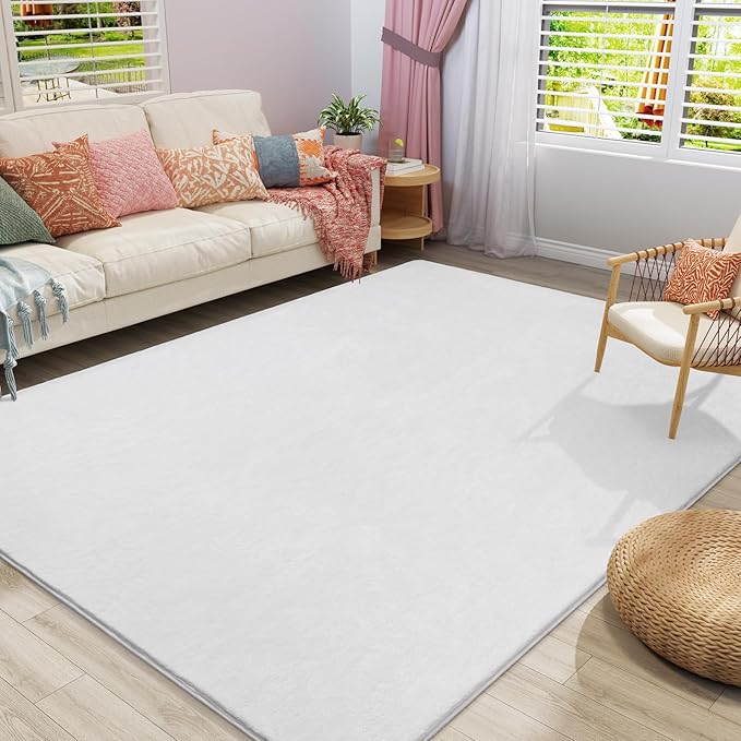 Amearea Large Modern Area Rugs for Bedroom Living Room, 5x8 Feet White by AmeareaDirect