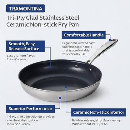 Tramontina Signature 12-Inch Tri-Ply Clad Stainless Steel Large Frying Pan - Image 3