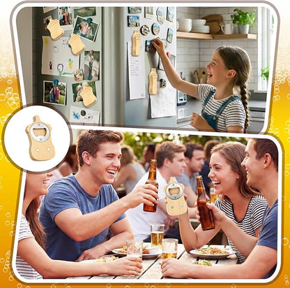 Vesici 24 Pcs Magnetic Wood Bottle Opener 2.5" DIY Bamboo Baby Bottle Shape - Image 6