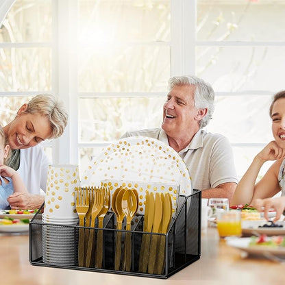 Metal Paper Plate Holder Dispenser, Disposable Paper Plate Utensils Holder - Image 4