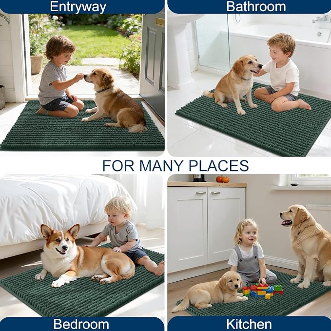 OLANLY Dog Door Mat for Muddy Paws 36x24, Ultra Absorbent Chenille Mud Doormat - Image 8