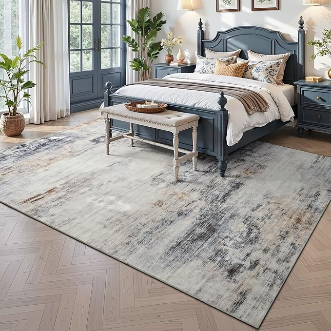Toneed Abstract Area Rug 7x9 Modern Washable Rug Soft Non Slip Rug Low Pile - Image 2