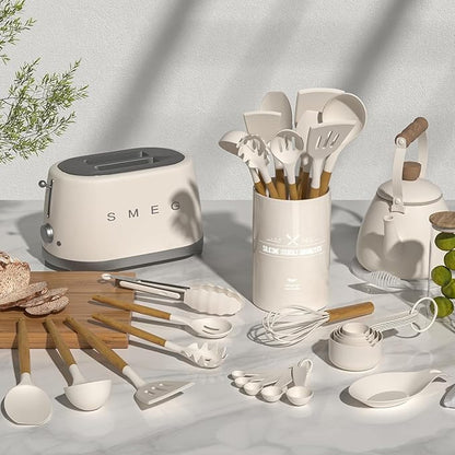 Umite Chef Kitchen Cooking Utensils Set, Wooden Handle Silicone Kitchen Gadgets - Image 2