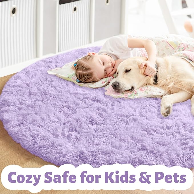 Amdrebio Light Purple Large Round Rugs 7Ft - Image 3
