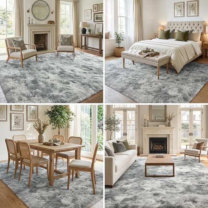 5x7 Ft Shag Area Rug for Bedroom, Tie Dyed Ultra Soft Fluffy Furry Rugs for - Image 4