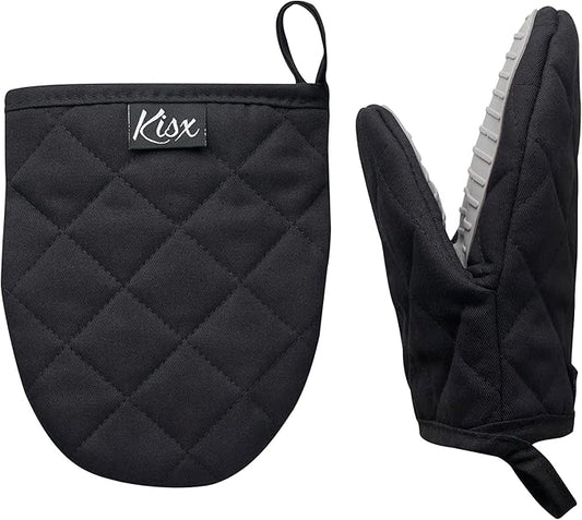 Oven Mitts Heat Resistant – Mini Oven Mitts, Silicone Gloves Heat Resistant by KisxLiving