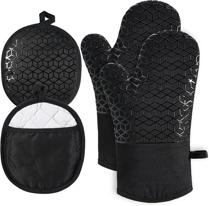 Oven Mitts and Pot Holders, 500 ℉ Heat Resistant Oven Mitts Sets, Silicone Oven by Startyourcomfortablelife