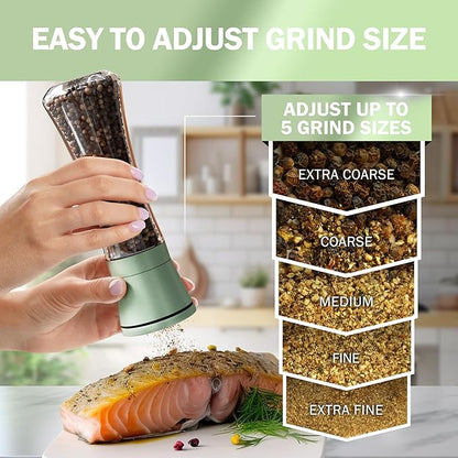 Home EC Premium Green Sea Salt and Pepper Grinder Set of 2 - Image 2