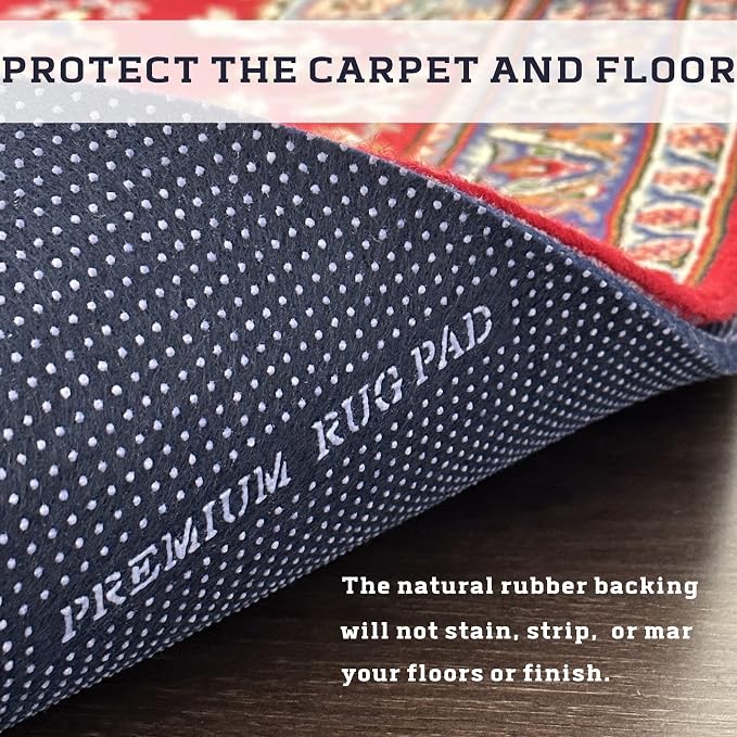 DELLUNA Non-Slip Area Rug Pad 2'x3', 3/8" Thick Double Side Rubber + Felt - Image 7