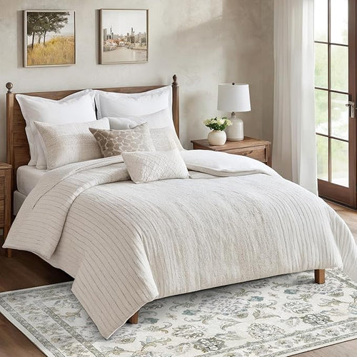 6x9 Washable Area Rugs Beige and Sage Green Vintage Boho Floral Farmhouse Rug - Image 2