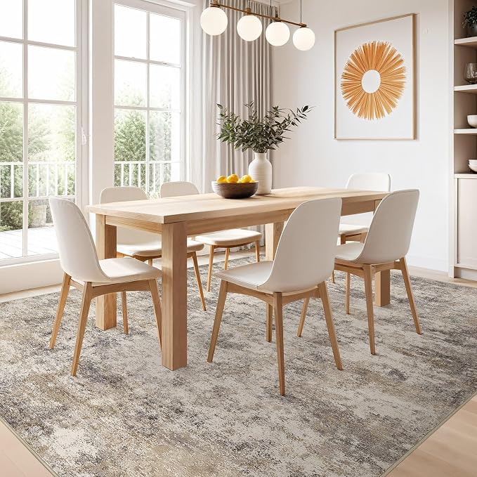 Nakagishi 6x9 Area Rugs Living Room: Washable Abstract Large Neutral Soft Rug - Image 5