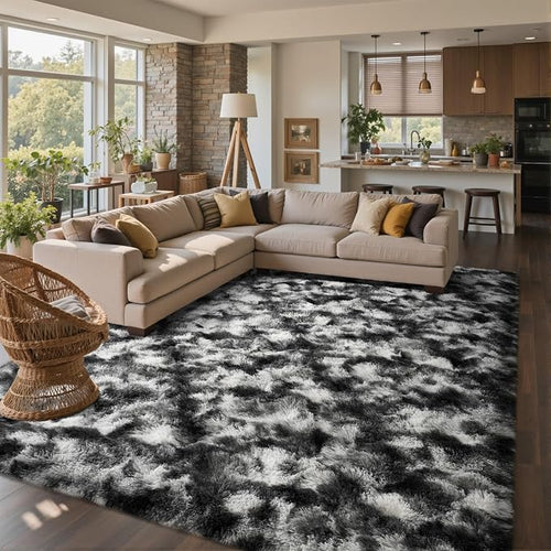 7x10 Ft Extra Large Shag Rugs for Living Room, Tie Dyed Ultra Soft Fluffy Furry by Cuzwlovita
