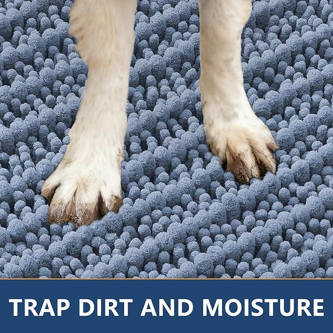 Smiry Dog Door Mat for Muddy Paws 32x21, Absorbent Dirt Trapper, Non-Slip - Image 4