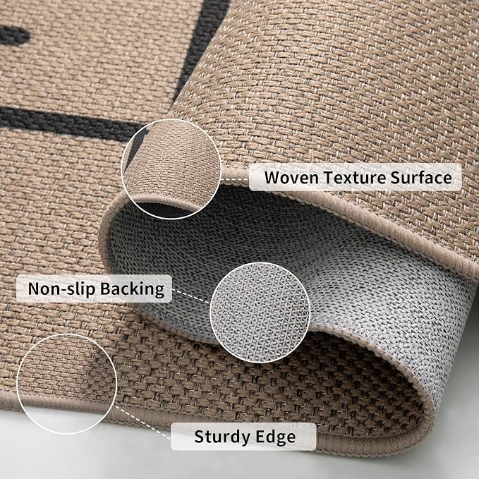 Tangsoo Easy Jute 2x3 Rug for Entryway, Small Washable Thin Outdoor Rug Modern - Image 3