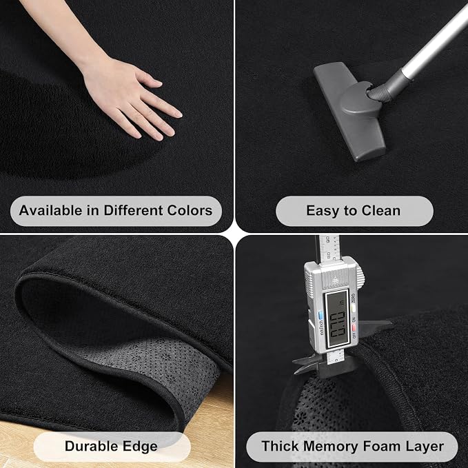 Amearea 6x6 Square Area Rugs for Bedroom Living Room, Modern Black Thickened - Image 5