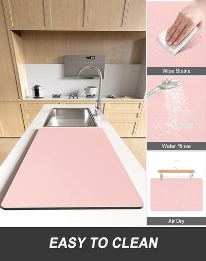 Rnivvi Dish Drying Mat for Kitchen Counter, 12 x 19" Super Absorbent Drainer - Image 6