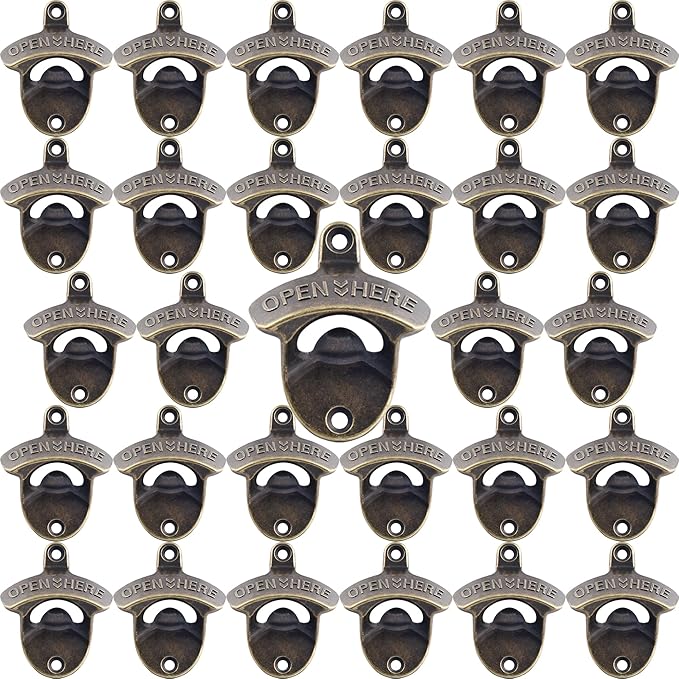 30 PCS Old Fashioned Beer Bottle Opener Wall Mounted Bulk, Antique Bronze Beer by Wallmountedbottleopener