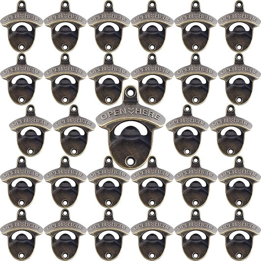30 PCS Old Fashioned Beer Bottle Opener Wall Mounted Bulk, Antique Bronze Beer by Wallmountedbottleopener