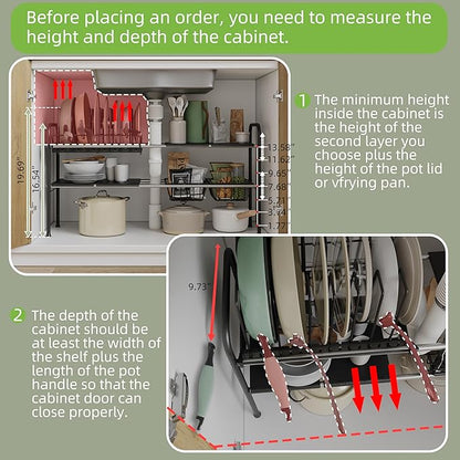 NETEL Adjustable Under Sink Organizers and Storage, Pots and Pans Organizer - Image 3