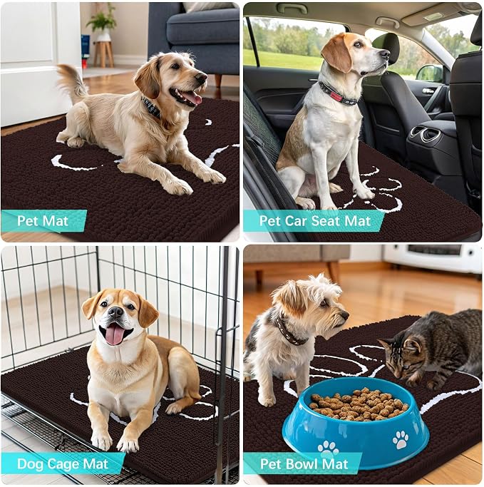 OLANLY Dog Door Mat for Muddy Paws 48x30, Paw Print Design, Absorbs Moisture - Image 7