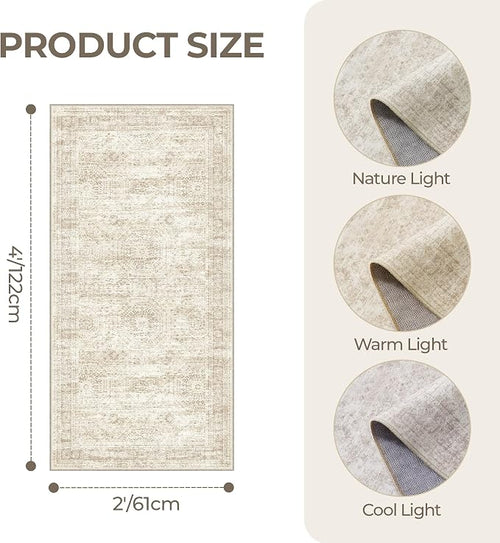2x4 Washable Rug Runner for Bathroom, Soft Entryway Rug for Laundry Room - Image 2