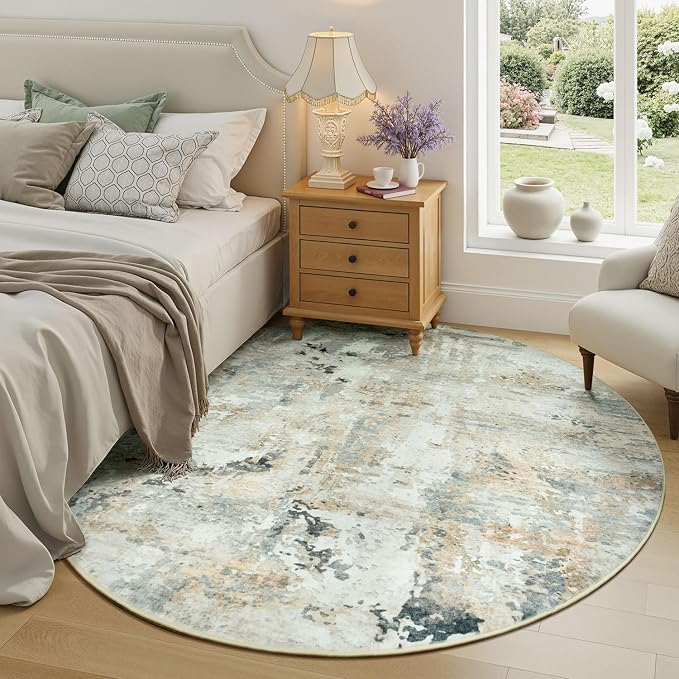 Abstract Round Rugs 6ft, Non-Slip Washable Circle Rug - Image 8