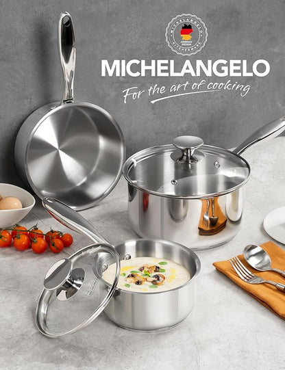 MICHELANGELO Stainless Steel Sauce Pan Set - Image 7