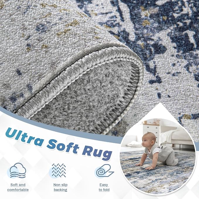 pmtsns Area Rugs 10x12 Living Room: Washable Rug Modern Abstract Neutral Soft - Image 4
