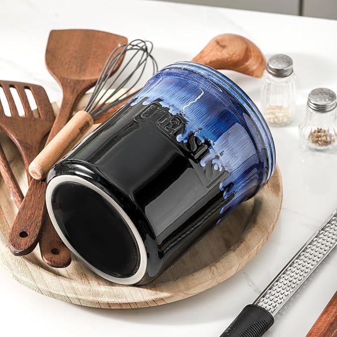 KOOV Cooking Utensil Holder, Large Ceramic Utensil Crock, Deep and Stable - Image 8