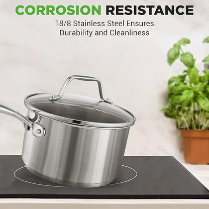 NutriChef 2 Quart Stainless Steel Saucepan - Image 7