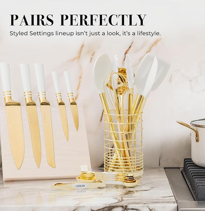 White and Gold Magnetic Measuring Spoons – Stainless Steel Double Sided - Image 9