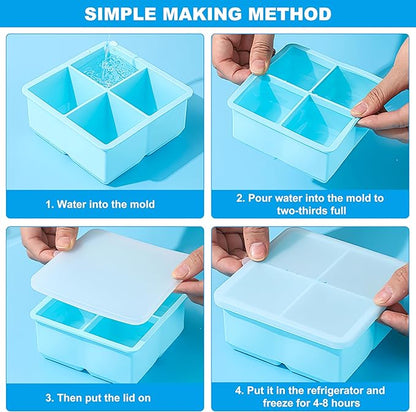Large Silicone Ice Cube Tray 2Pack, Easy Release 2" Big Ice Cubes, Leak Proof - Image 7