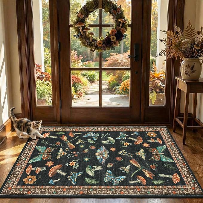 Mushroom Whimsical Cottage Core Small Rug 2x3 Washable Door Mat Indoor Rugs - Image 2
