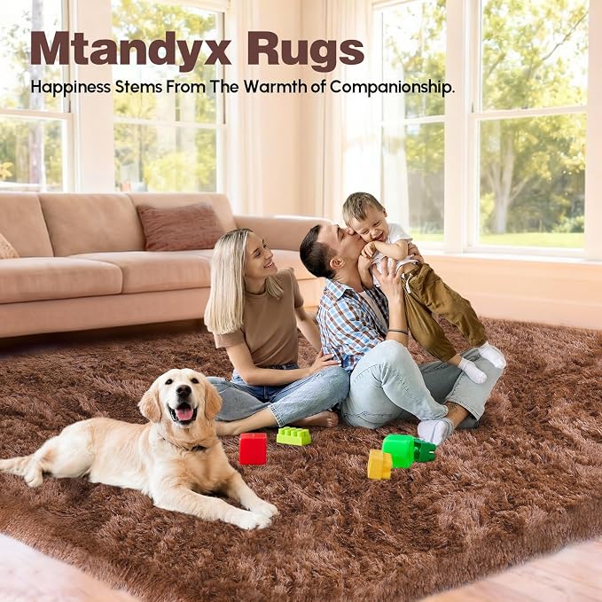 5x7 Plush Fluffy Area Rugs, Large Soft Carpet, Upgraded Non-Slip Rectangular Rug - Image 4