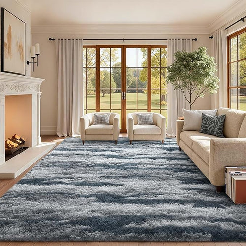 9x12 Ft Extra Large Shag Rugs for Living Room, Tie Dyed Ultra Soft Fluffy Furry by Cuzwlovita