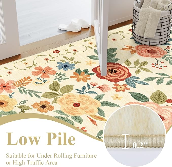 DUKINO 3x5 Area Rug, Floral Rugs - Image 6